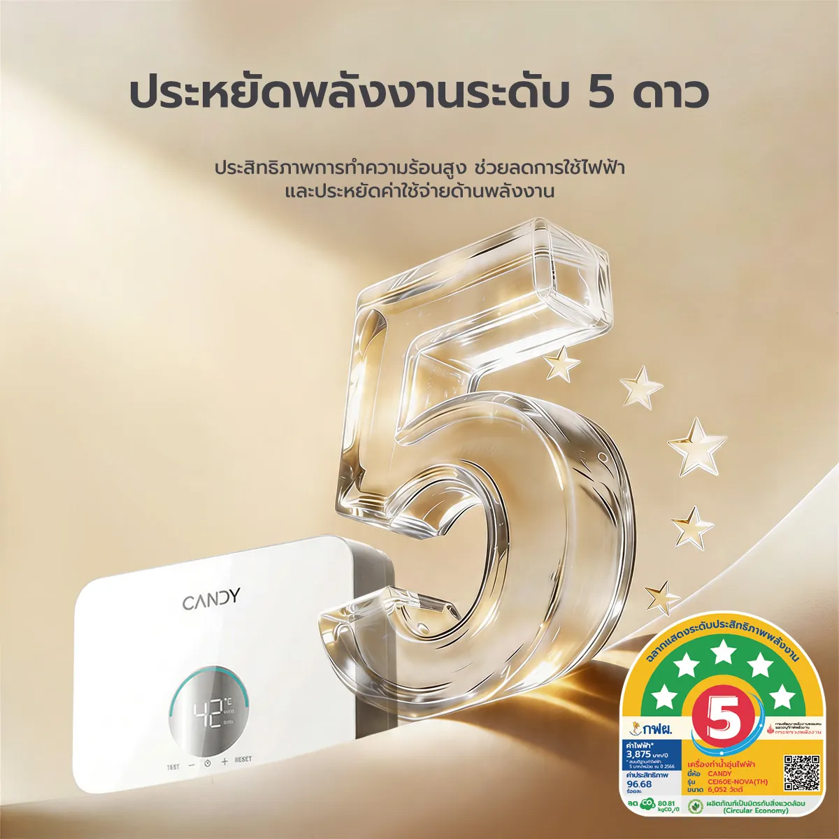 เครื่องทำน้ำร้อนไฟฟ้าทันทีหลายจุด ยี่ห้อ Candy รุ่น Nova