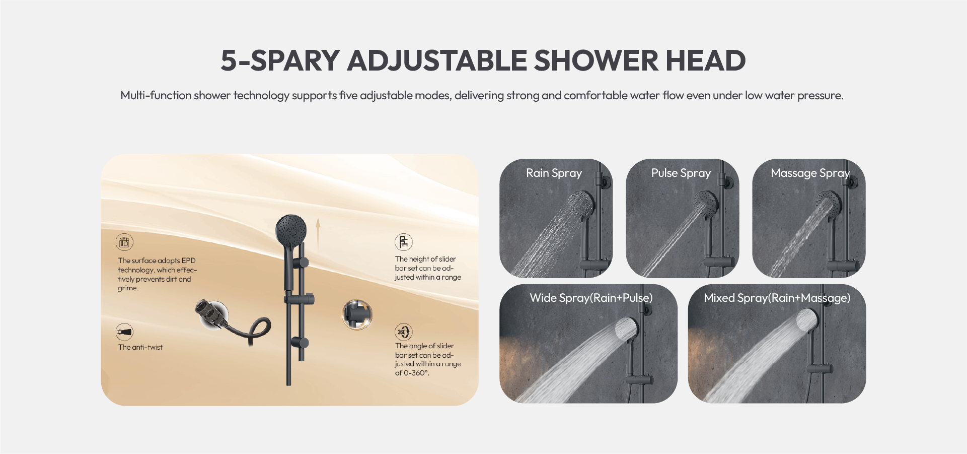 Quick Series 5 spray adjustable shower head