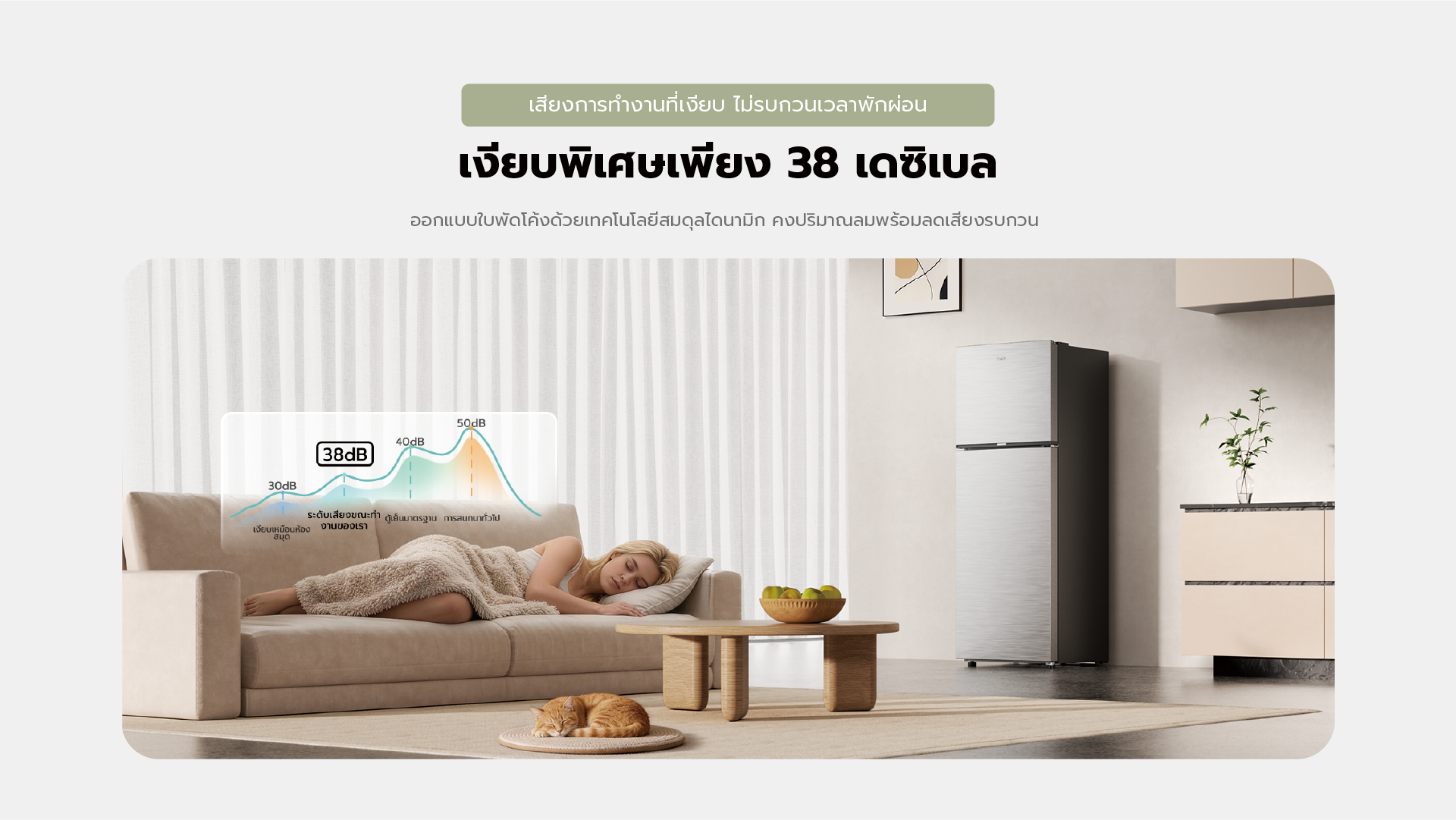 เงียบพิเศษ 38 เดซิเบล คอยอยู่เคียงข้าง พักผ่อนยามบ่ายได้อย่างสบายไม่ถูกรบกวน