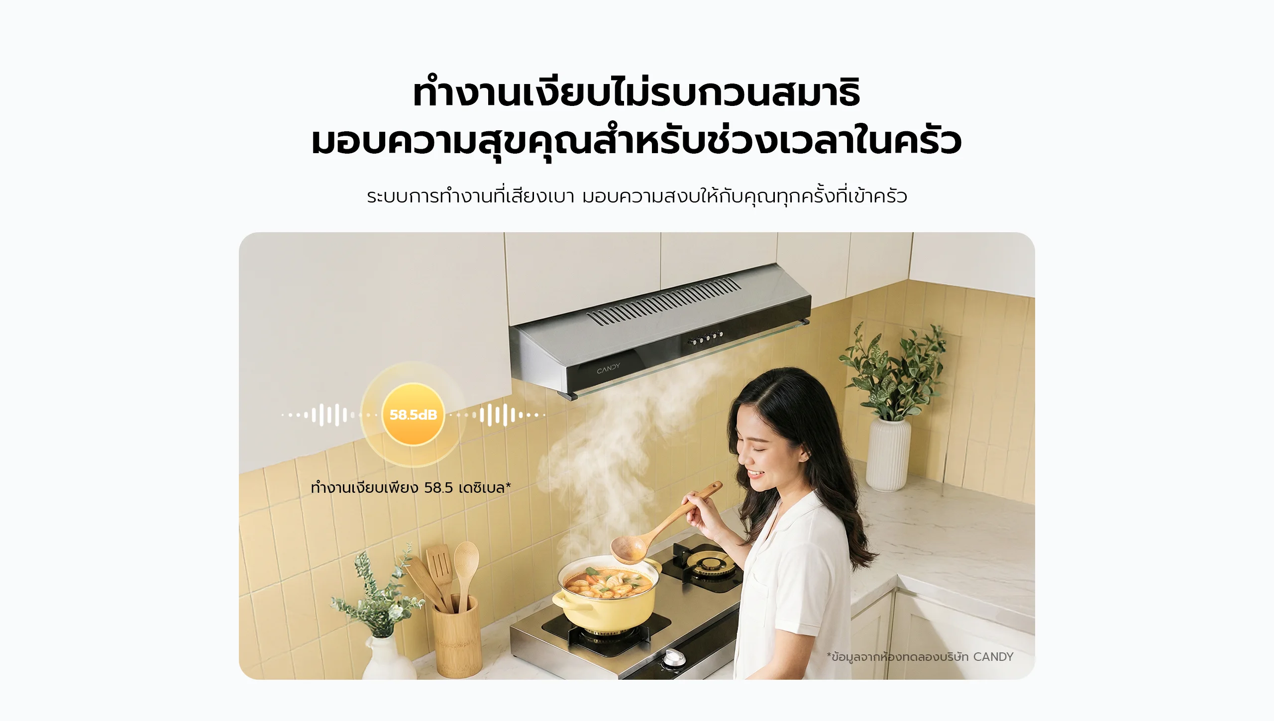 เครื่องดูดควัน candy ทำงานเงียบ 58.5db มอเตอร์ bldc