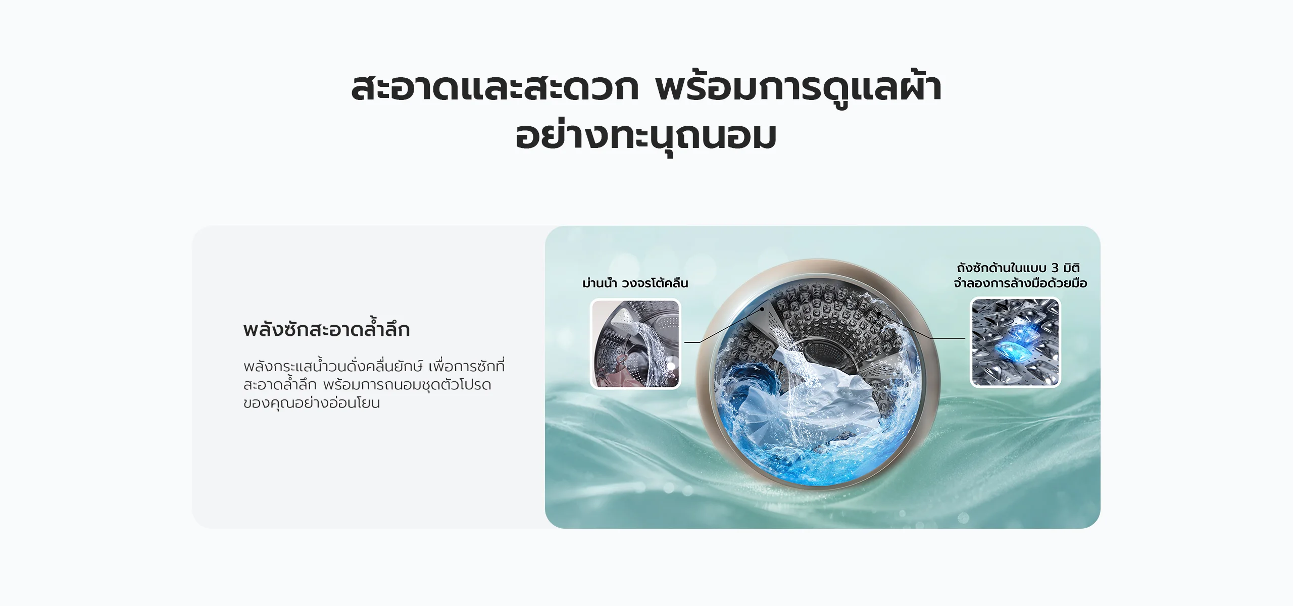 เครื่องซักผ้า candy พลังซักสะอาดล้ำลึก ม่านน้ำ+ถังซัก 3 มิติ