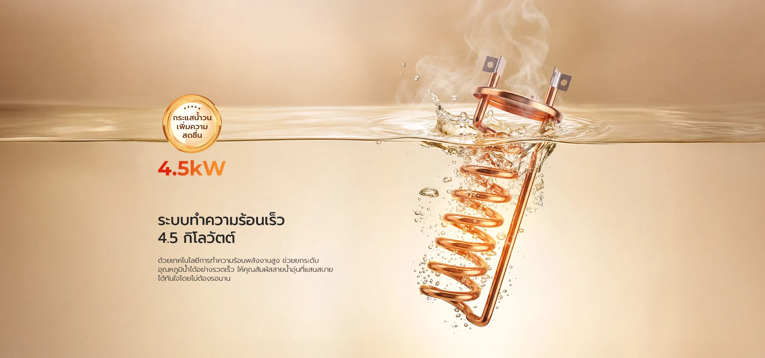 เครื่องทำน้ำอุ่น candy ระบบทำความร้อนเร็ว 4.5 กิโลวัตต์ ประสิทธิภาพสูง